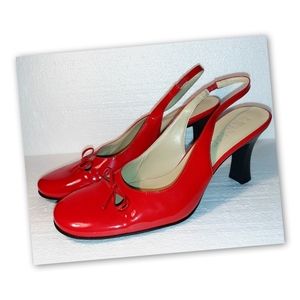 Franco Sarto Red Patent Leather Slingback Pumps